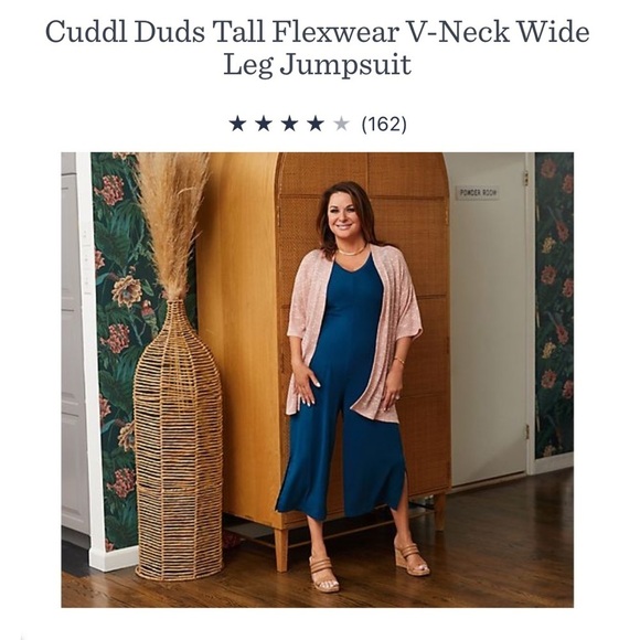 Cuddl Duds Tall Flexwear V-Neck Wide Leg Jumpsuit Size Large TALL Black A373508 - Picture 11 of 11